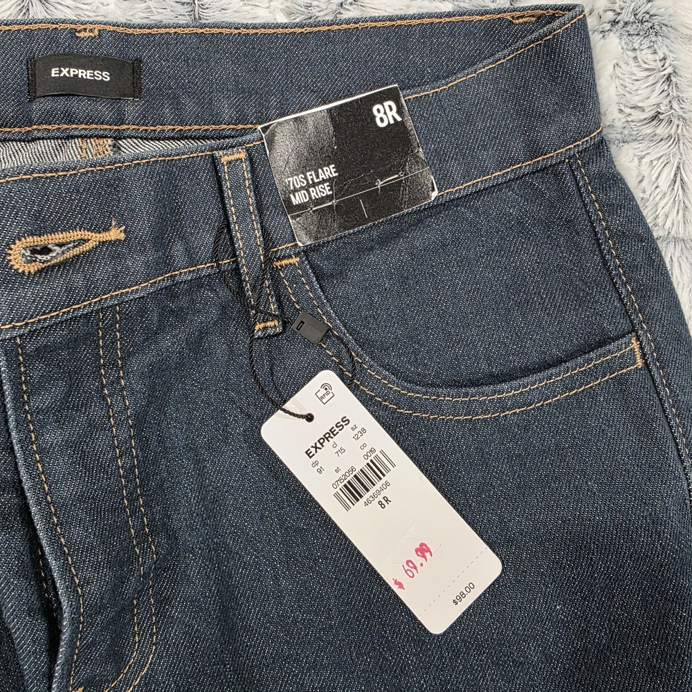Express Women's Dark Blue Flare Jeans